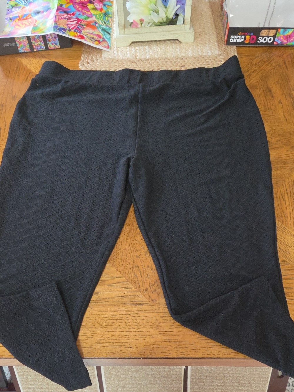 Pointel women's logo layers Black Textured Stretch Pants